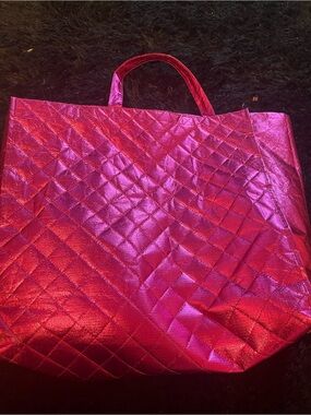 Metallic Pink Quilted Tote Bag - Unbranded